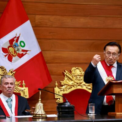 qué dijo José María Balcázar en su primer discurso como presidente de Perú